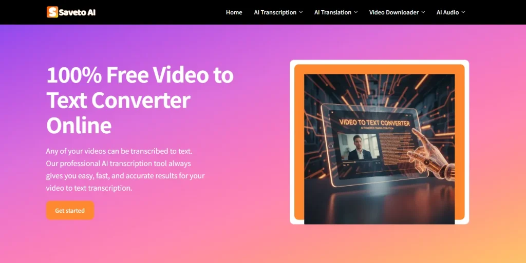 Saveto AI video to text converter