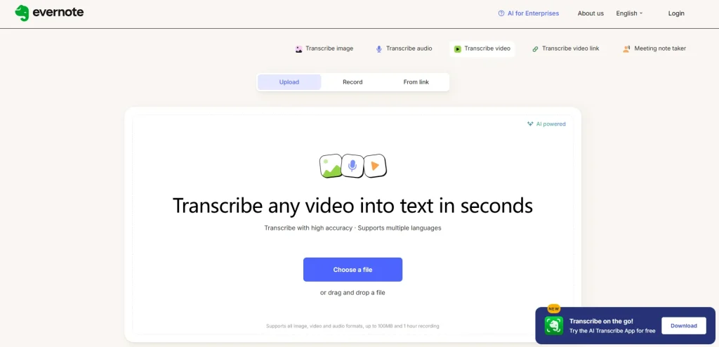 Evernote video to text converter