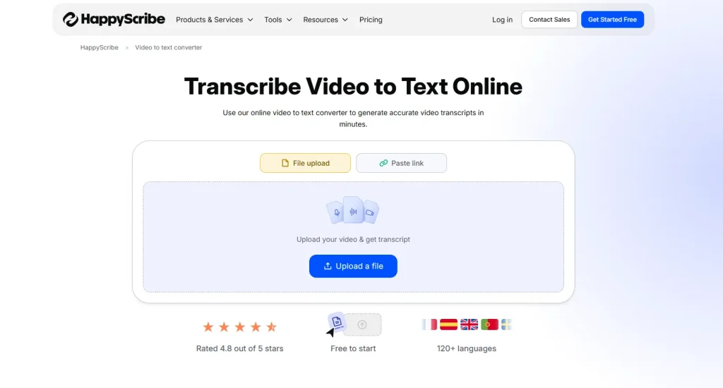 HappyScribe video to text converter