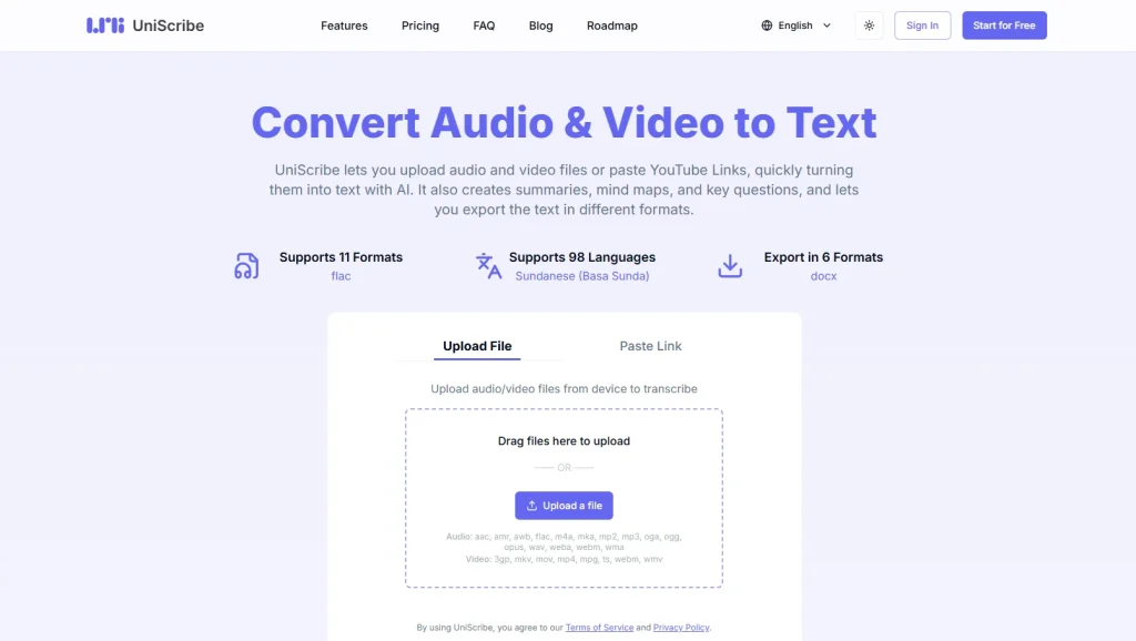 UniScribe video to text converter