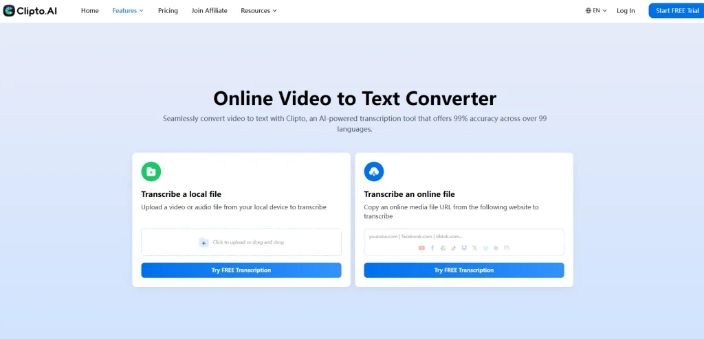 Clipto video to text converter