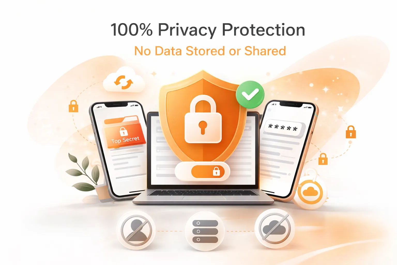 100% Privacy Protection, No Data Stored or Shared