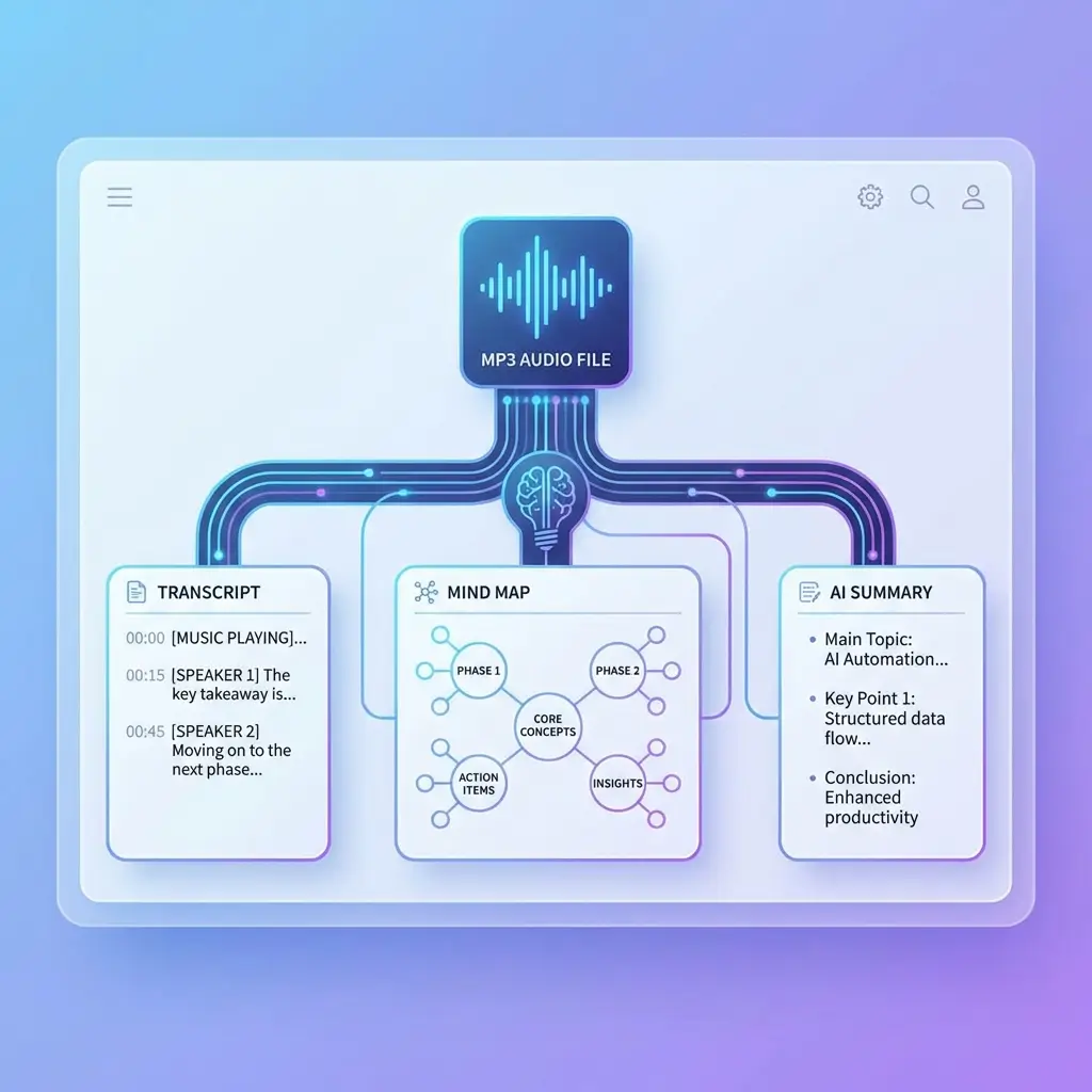 Transcribing MP3 to Structured Text Enhances Understanding