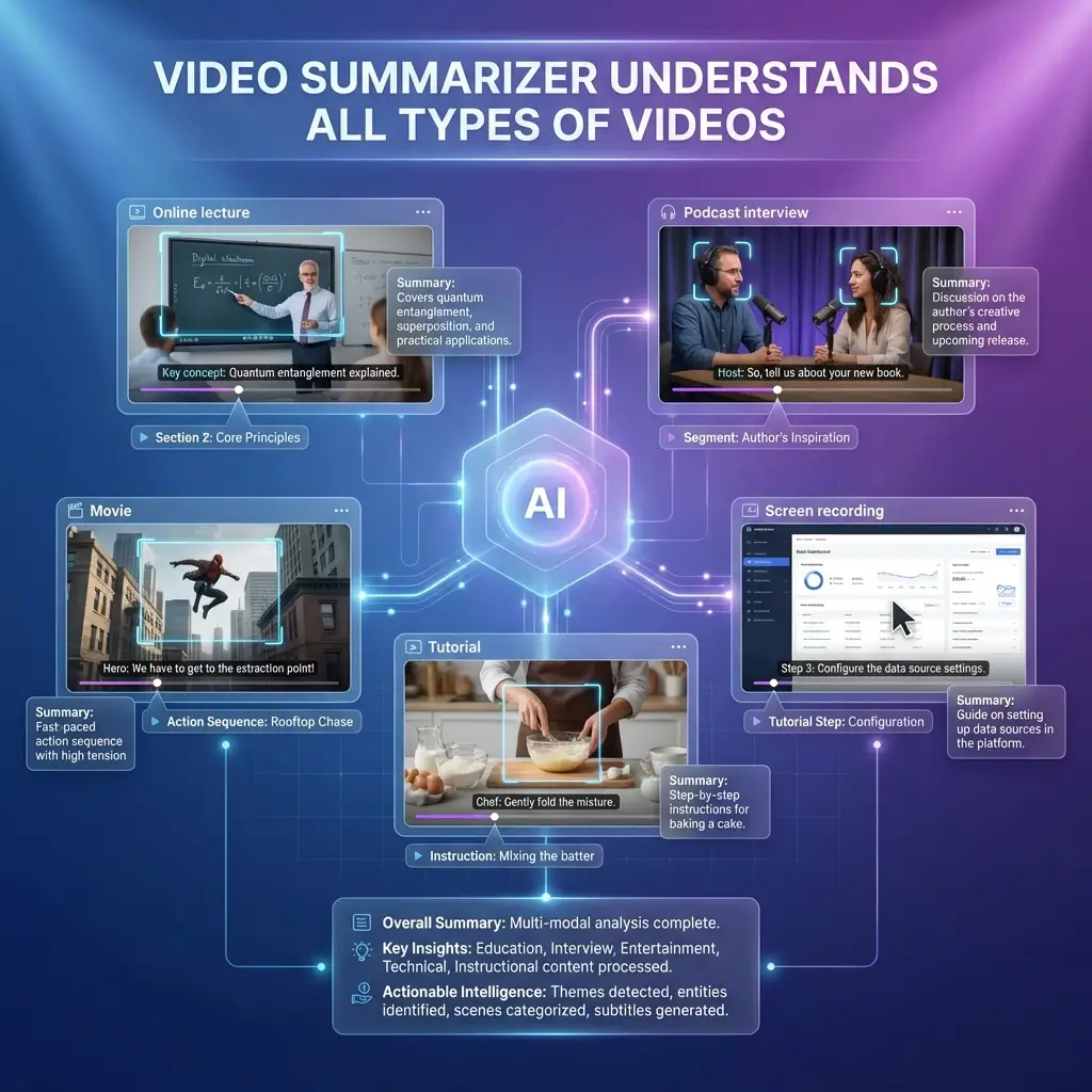 Video Summarizer Understands All Types of Videos