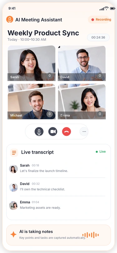 Real time AI meeting transcription
