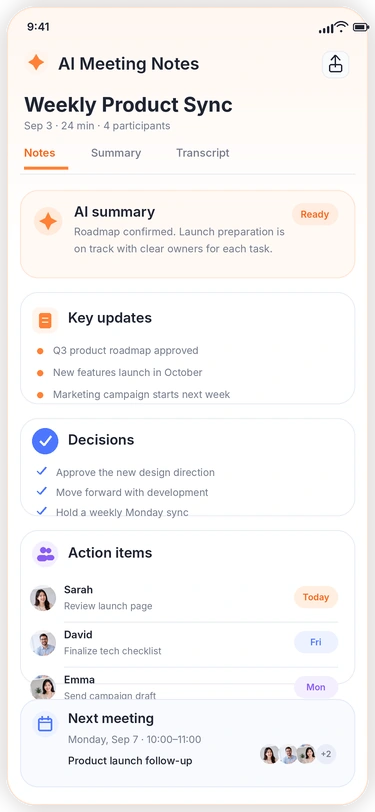 Get key insights from your meetingg